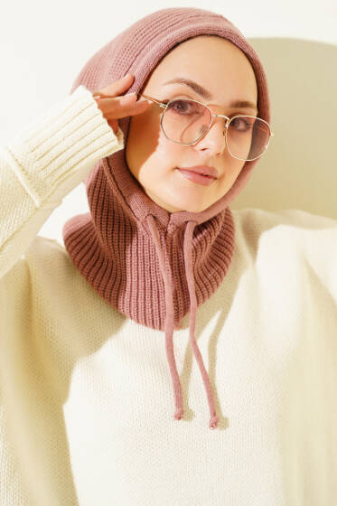 Balaklava Örgü Bere Gül Kurusu - Şapka