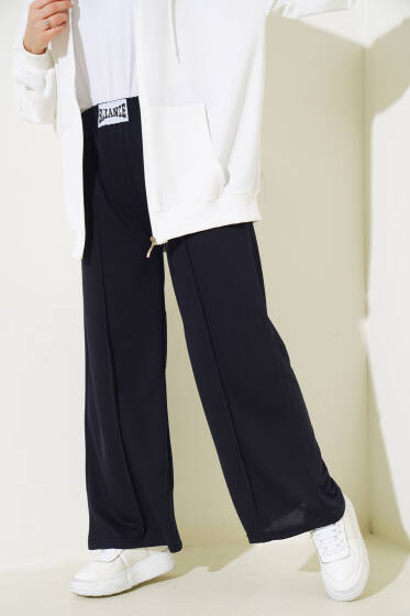 Balance Armalı Bol Paça Pantolon Koyu Lacivert - Pantolon