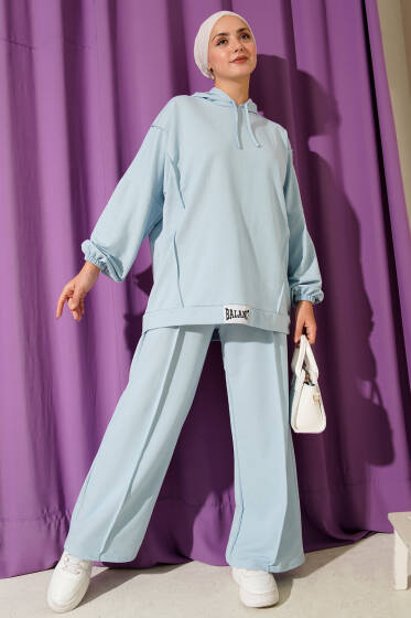 Balance Armalı Kapüşonlu Salaş İkili Takım Bebe Mavi - İkili Takım