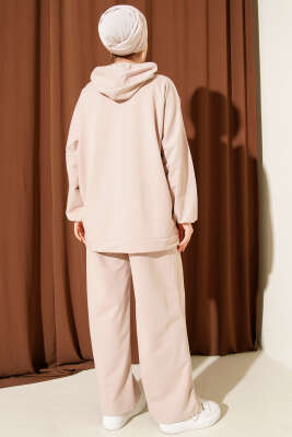 Balance Armalı Kapüşonlu Salaş İkili Takım Bej - İkili Takım