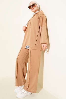Balance Armalı Kapüşonlu Salaş İkili Takım Camel - ELFİDA TEKSTİL