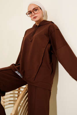 Balance Armalı Kapüşonlu Salaş İkili Takım Kahve - ELFİDA TEKSTİL