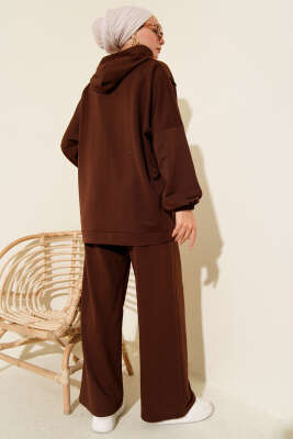 Balance Armalı Kapüşonlu Salaş İkili Takım Kahve - İkili Takım