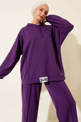 Balance Armalı Kapüşonlu Salaş İkili Takım Mor - ELFİDA TEKSTİL