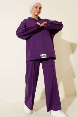 Balance Armalı Kapüşonlu Salaş İkili Takım Mor - İkili Takım