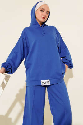 Balance Armalı Kapüşonlu Salaş İkili Takım Saks - İkili Takım