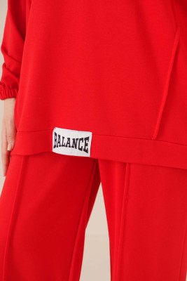 Balance Yazı Armalı Kapüşonlu Kırmızı İkili Takım - Yılın Fırsatı