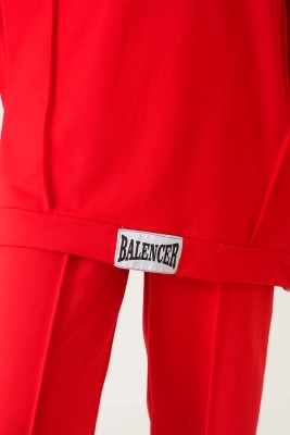 Balencer Etiketli Kapüşonlu Kırmızı İkili Takım - Thumbnail