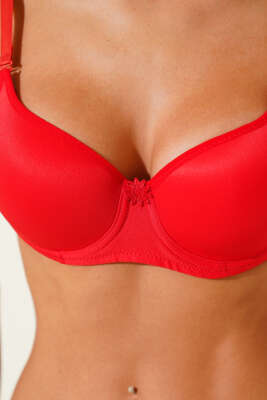 Balenli Düz Sütyen Kırmızı - Yılın Fırsatı