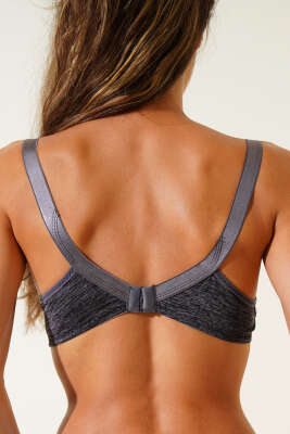 Balenli Düz Sütyen Melanj Füme - Yılın Fırsatı