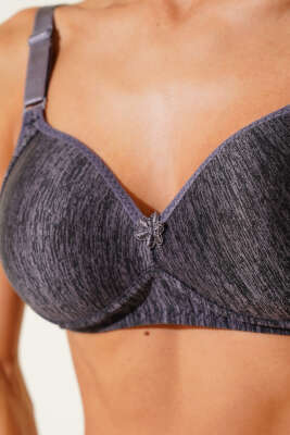 Balenli Düz Sütyen Melanj Füme - Yılın Fırsatı