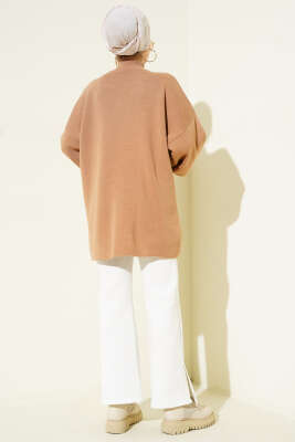 Balıkçı Yaka Balon Kol Triko Tunik Latte - Yılın Fırsatı