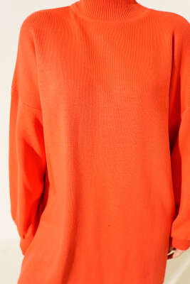 Balıkçı Yaka Balon Kol Triko Tunik Oranj - Tunik