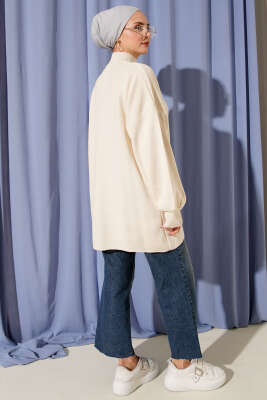 Balıkçı Yaka Balon Kol Triko Tunik Taş - Tunik
