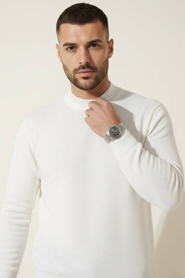 Balıkçı Yaka Basic Triko Erkek Kazak Ekru - Erkek Kazak