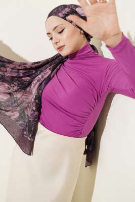 Balıkçı Yaka Büzgülü Bluz Menekşe - TABLO FASHİON