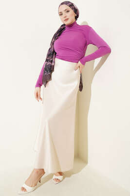 Balıkçı Yaka Büzgülü Bluz Menekşe - Bluz