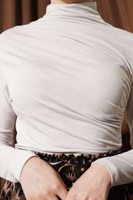 Balıkçı Yaka Büzgülü Bluz Taş - Bluz