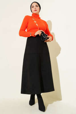 Balıkçı Yaka Fırfırlı Triko Kazak Oranj - Yılın Fırsatı