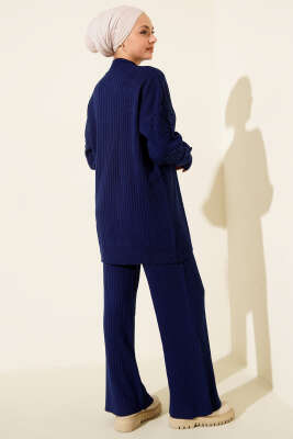 Balıkçı Yaka Fitilli Triko İkili Takım Lacivert - İkili Takım