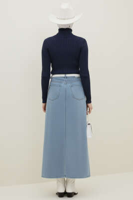 Balıkçı Yaka Fitilli Triko Kazak Lacivert - Yılın Fırsatı