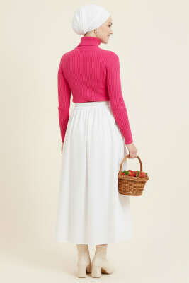 Balıkçı Yaka Fitilli Triko Kazak Pembe - Yılın Fırsatı