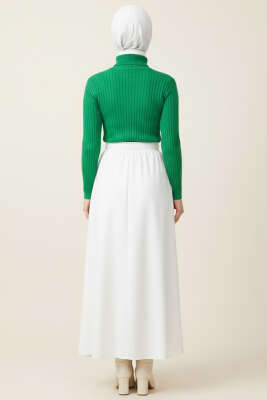 Balıkçı Yaka Fitilli Triko Kazak Yeşil - Yılın Fırsatı