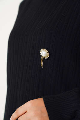 Balıkçı Yaka Fitilli Triko Tunik Siyah - Triko Tunik