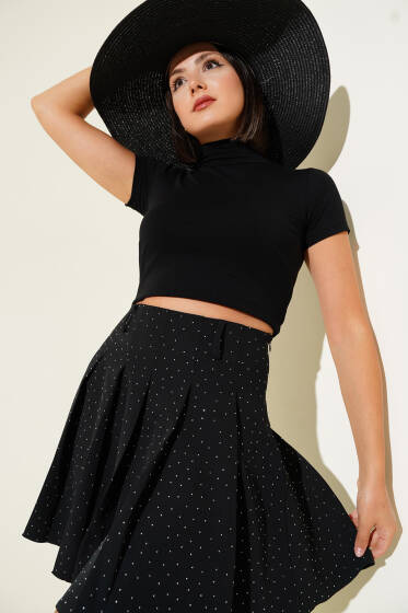 Balıkçı Yaka Kısa Kol Body Siyah - Kadın Giyim Modelleri