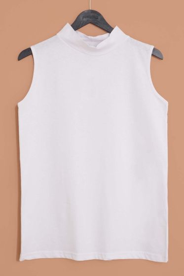 Balıkçı Yaka Kolsuz Beyaz Bluz - Bluz