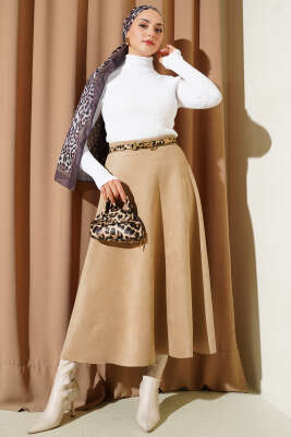 Balıkçı Yaka Parmak Geçirmeli Triko Kazak Beyaz - Triko Kazak