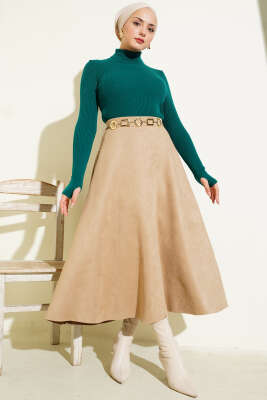 Balıkçı Yaka Parmak Geçirmeli Triko Kazak Nefti - Triko Kazak