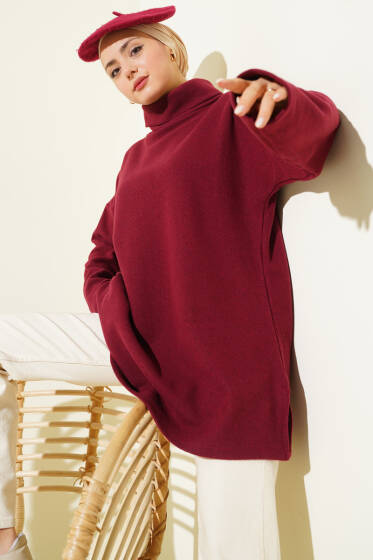 Balıkçı Yaka Selanik Tunik Bordo - Tunik