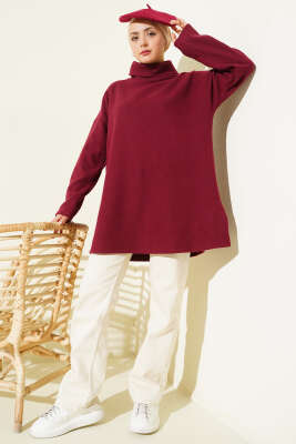 Balıkçı Yaka Selanik Tunik Bordo - Tunik