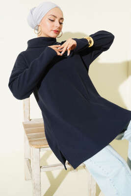 Balıkçı Yaka Selanik Tunik Lacivert - TEGOE