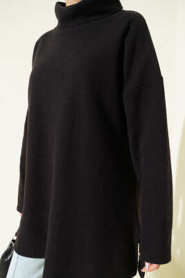 Balıkçı Yaka Selanik Tunik Siyah - Tunik