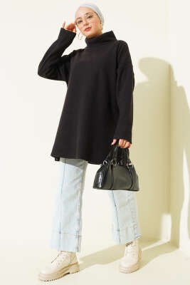 Balıkçı Yaka Selanik Tunik Siyah - Yılın Fırsatı