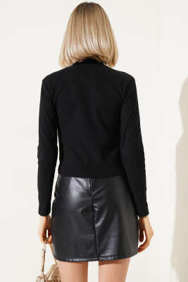 Balıkçı Yaka Taşlı Kaşkorse Body Siyah - Kadın Giyim Modelleri