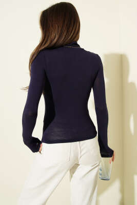 Balıkçı Yaka Uzun Kol Düz Body Lacivert - Kadın Giyim Modelleri