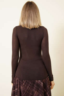 Balıkçı Yaka Uzun Kollu Body Kahve - Kadın Giyim Modelleri