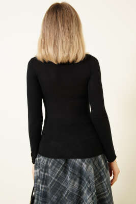 Balıkçı Yaka Uzun Kollu Body Siyah - Kadın Giyim Modelleri