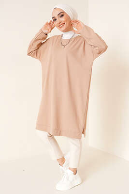 Balıksırtı Örme Tunik Camel - Tunik