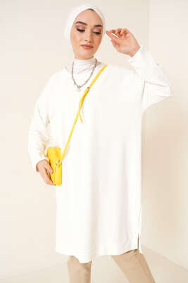 Balıksırtı Örme Tunik Ekru - ADYES