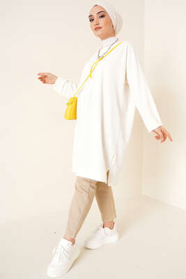 Balıksırtı Örme Tunik Ekru - Tunik