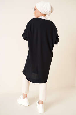 Balıksırtı Örme Tunik Siyah - Tunik