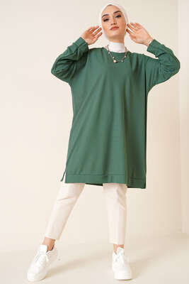 Balıksırtı Örme Tunik Zümrüt Yeşili - Tunik