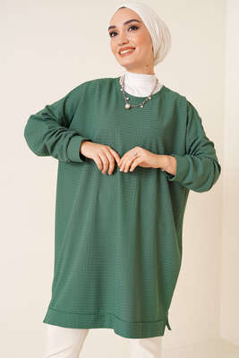 Balıksırtı Örme Tunik Zümrüt Yeşili - ADYES