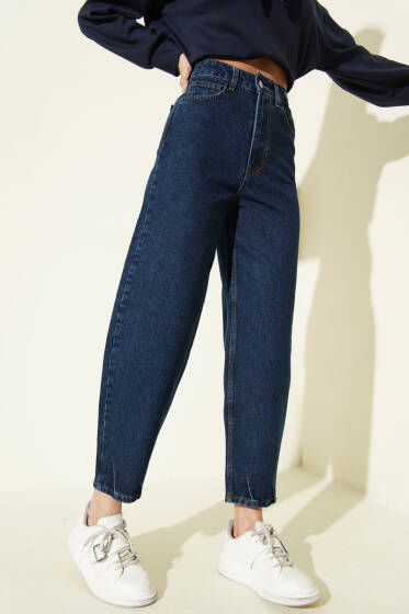 Balon Kesim Dar Paça Kot Pantolon Mavi - Kadın Giyim Modelleri