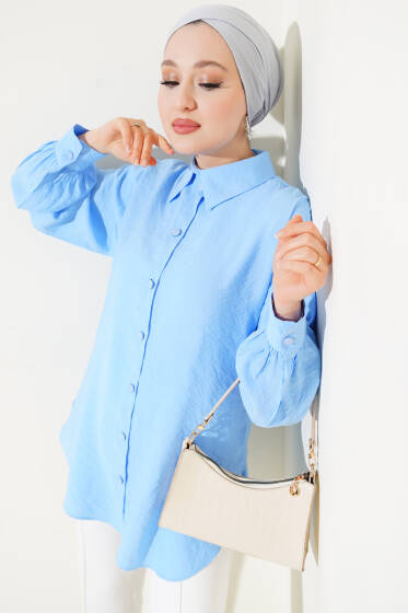 Balon Kol Basic Gömlek Mavi - Gömlek