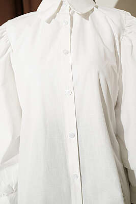 Balon Kol Basic Kısa Gömlek Ekru - Gömlek